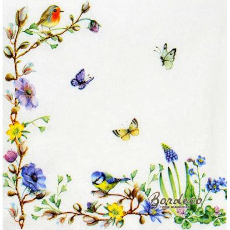 Serwetka decoupage firmy  VILLEROY&BOCH ptaszki i polne kwiatki 25x25cm